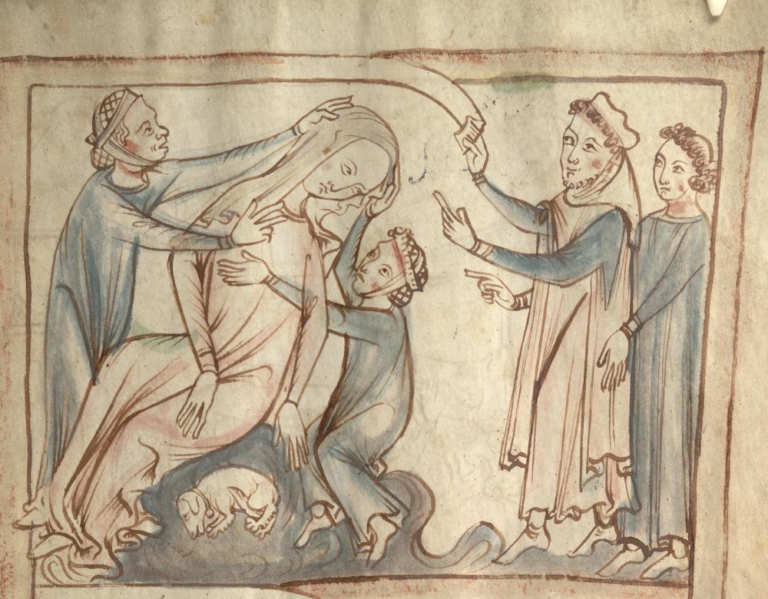 13th century medical book depicting uterine suffocation-DR